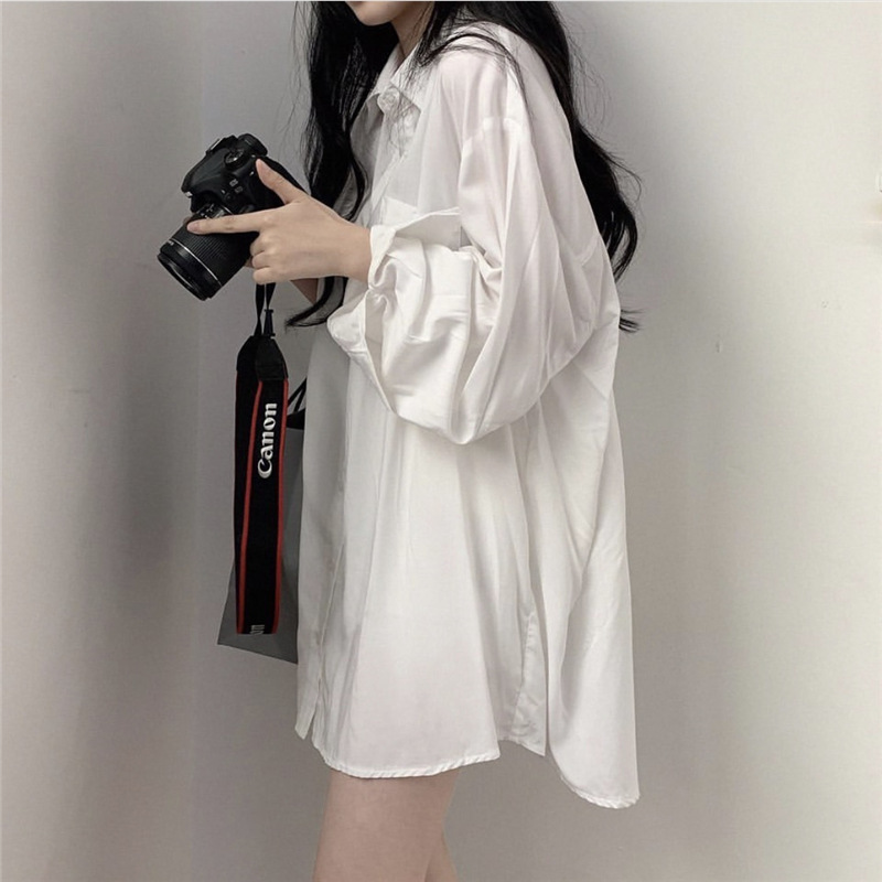 Lazy Style White Sun Protection Shirt for Women Summer and Autumn Thin Mid-Length Shirt Jacket Long-Sleeved Women's Tops Wholesale Lazy Style White Sun Protection Shirt for Women Summer and Autumn Thin Mid-Length Shirt Jacket Long-Sleeved Women's Tops Wholesale