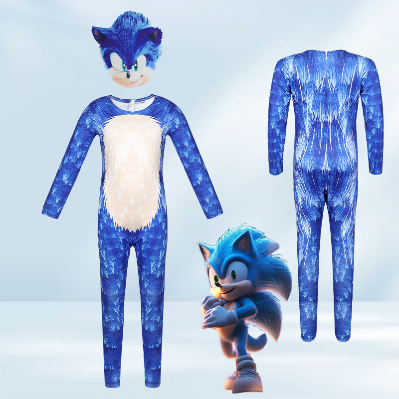 亞馬遜萬聖節cosplay遊戲角色音速小子緊身衣sonic連體衣索尼克