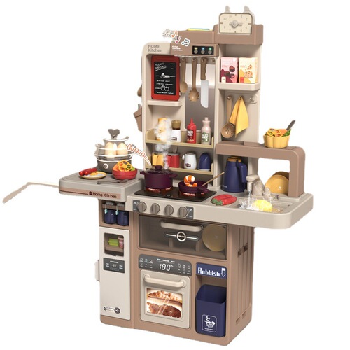Cross-border children's 93cm simulated spray kitchen tableware set with sound, light, smoke and water tableware table play house toy