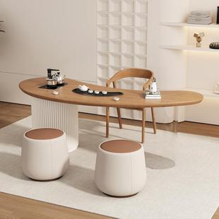 Solid Wood Acrylic Art Simple Modern Home Living Room Office Tea Table Light Luxury New Chinese Style