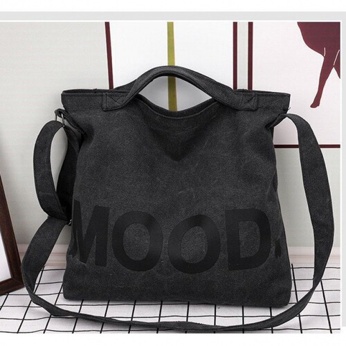 Japanese and Korean reinforced wear-resistant letter canvas bag large capacity men's and women's bag quick release solid color single shoulder crossbody canvas bag
