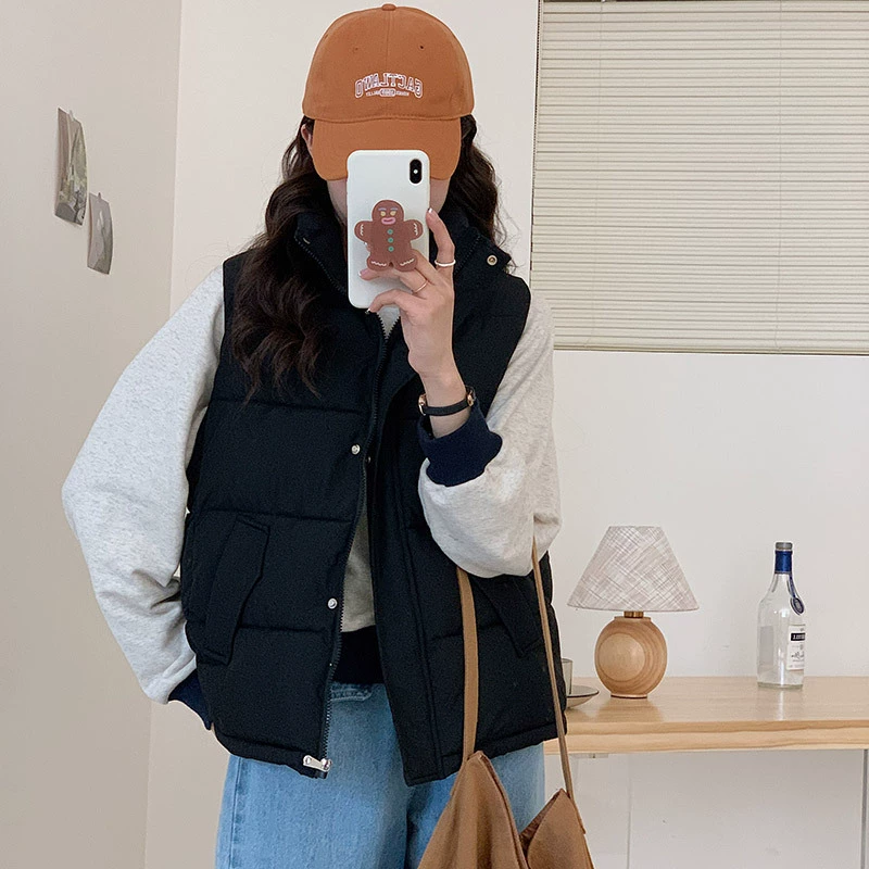 Жилет, короткая демисезонная куртка с пухом, Oversize