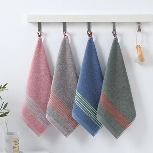 Striped Break Cotton Square Towel for Kidsren and Adults, Universal Small Towel for Hand and Towel, 32 Strands of Untwisted Yarn Lanyard Square Towel