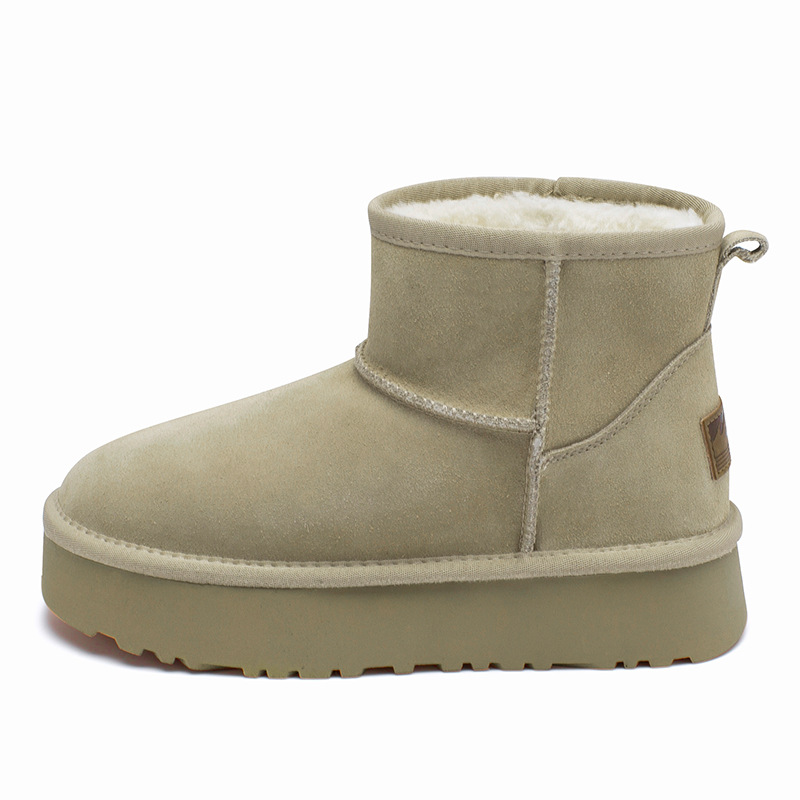 Botas de nieve Augu Shiden para mujer, nuevo estilo 2025, zapatos de algodón, estilo francés, botas cortas de moda, botas cortas de suela gruesa para otoño e invierno.