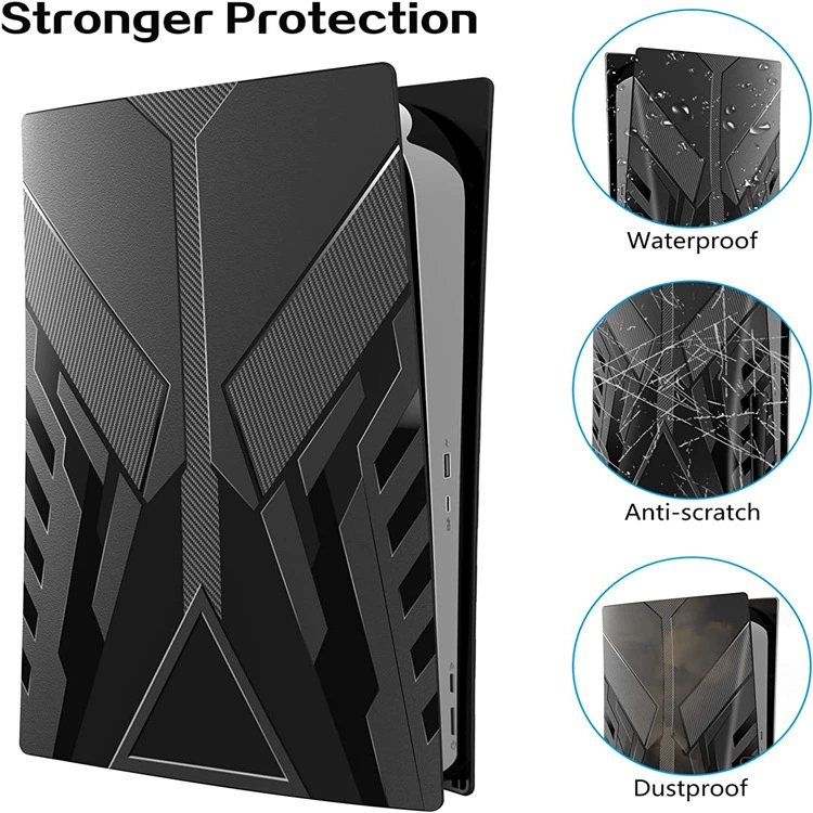 Protective Shell (Sony) PS5 Optical Drive Version, Textured Armor Cover, Black/Red/White