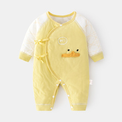 嬰兒加棉連體衣秋冬寶寶衣服和尚服薄棉哈衣新生兒無骨夾棉蝴蝶衣