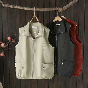 Fat sister vest 200kg casual vest cardigan 2024 autumn plus size women's vest 200kg plus size women's 6024