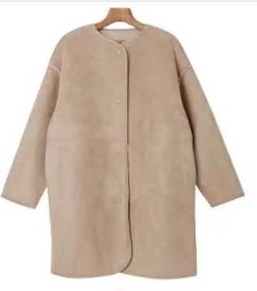 Women's Clothing simple style, grain velvet, fur, wool, spring and autumn coat, solid color, buttoned round collar, women's outerwear_voghion.com