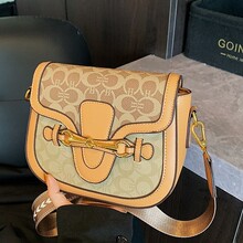 跨境新款包包女春季时尚撞色单肩包洋气百搭马鞍包复古斜挎包小众