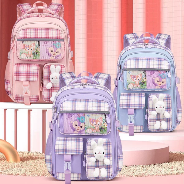 2026 New Cross-Border Girls' Backpacks with Spine Protection and Load Reduction, Large Capacity, Lightweight Children's Schoolbags for Primary School Students Wholesale