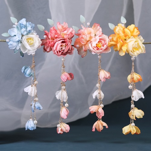 Hanfu silk flower hair accessories cute flower clips ancient-style hairpins children's small flower combs hair decorations vintage hair flowers hair accessories