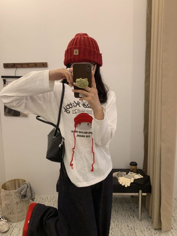 25秋季新款韩系Kitty猫毛线帽子打底小众设计感休闲宽松女式上衣|undefined