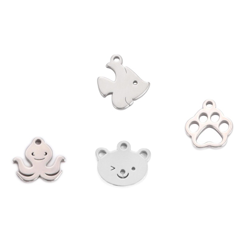 Europe and the United States cross-border export hot selling stainless steel squirrel fish bear claw animals and other pendants necklace bracelet earrings