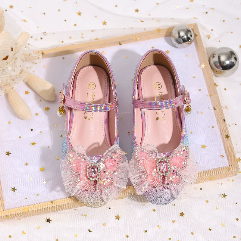 Туфли на каблуках для девочек 2025 весна и лето девушка хрустальные туфли радуга хрустальные кожаные туфли