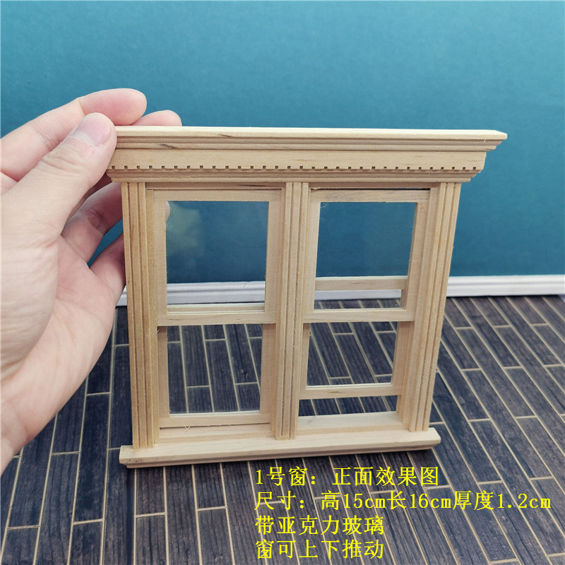 12 Points Doll House Miniature Model Ornaments Mini Furniture Wooden Photo Frame Space Window Frame Scene Shooting Props