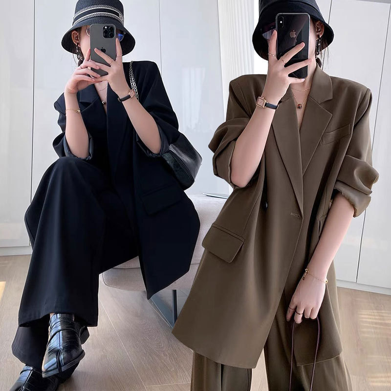Plus-Size Women's Blazer Summer Outfit New Fashion Stylish Slimming Suit with Wide-Leg Pants Set【0730】