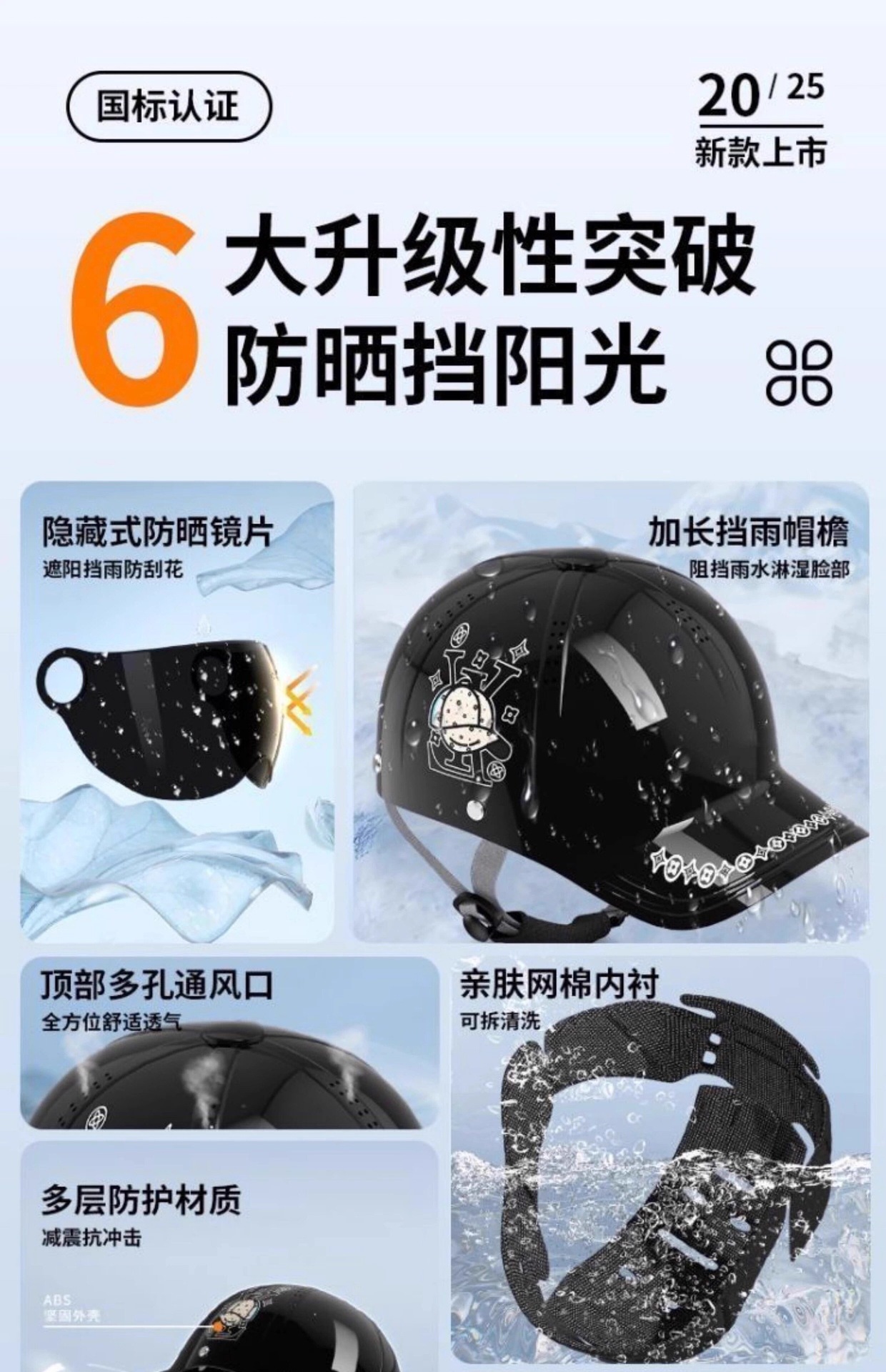 Cross-Border Foreign Trade Duckbill Safety Helmet for Electric Bikes, Men's Motorcycle Safety Helmet, Women's Summer Baseball Cap Style Helmet