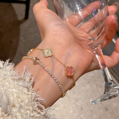 Gentle Princess Style Flower Bead Bracelet  Lobster Clasp Micro-set Zirconia Bead Rope Bracelet with Elegant Vibe and Popular Online Jewelry J959