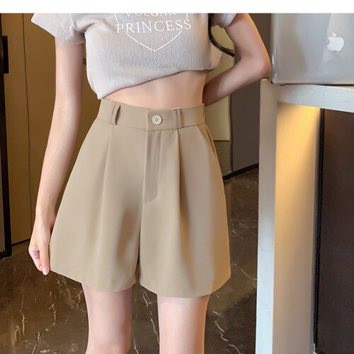 Slim Fit Wide Leg Shorts for Petite Women, Stylish 23 Women's Suit Shorts, Summer High-Waisted Loose Season, Slimming