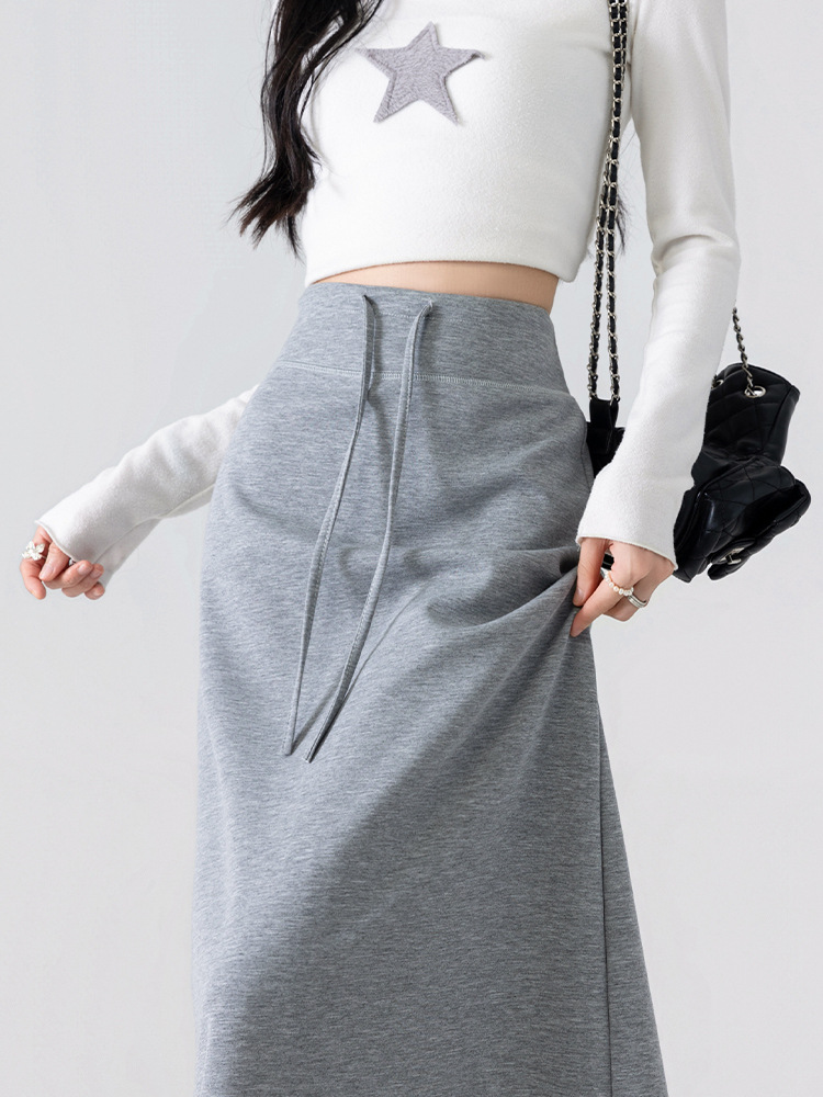 Colored autumn elegant solid color skirt for leisure