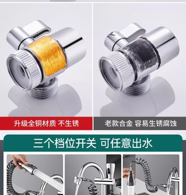 Kitchen faucet washbasin extension device, external shower head, telescopic and pull-out anti-splash water universal undefined