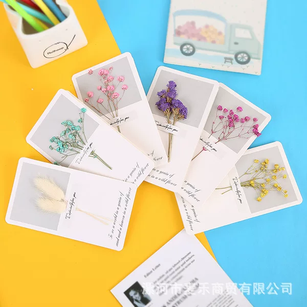 Creative Dried Flower Greeting Card Ins Style Blank Handwritten Small Card Christmas Valentine's Day Thanksgiving Blessing Birthday Card