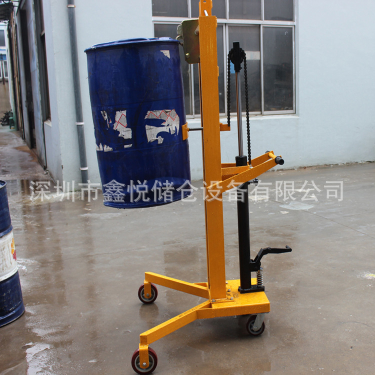 450KG升高1.1米脚踏式液压油桶搬运车 简易手动油桶堆高车