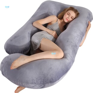 Velvet Gray 60 Inch J Shape Full Body Pillow 1Pc Pregnancy