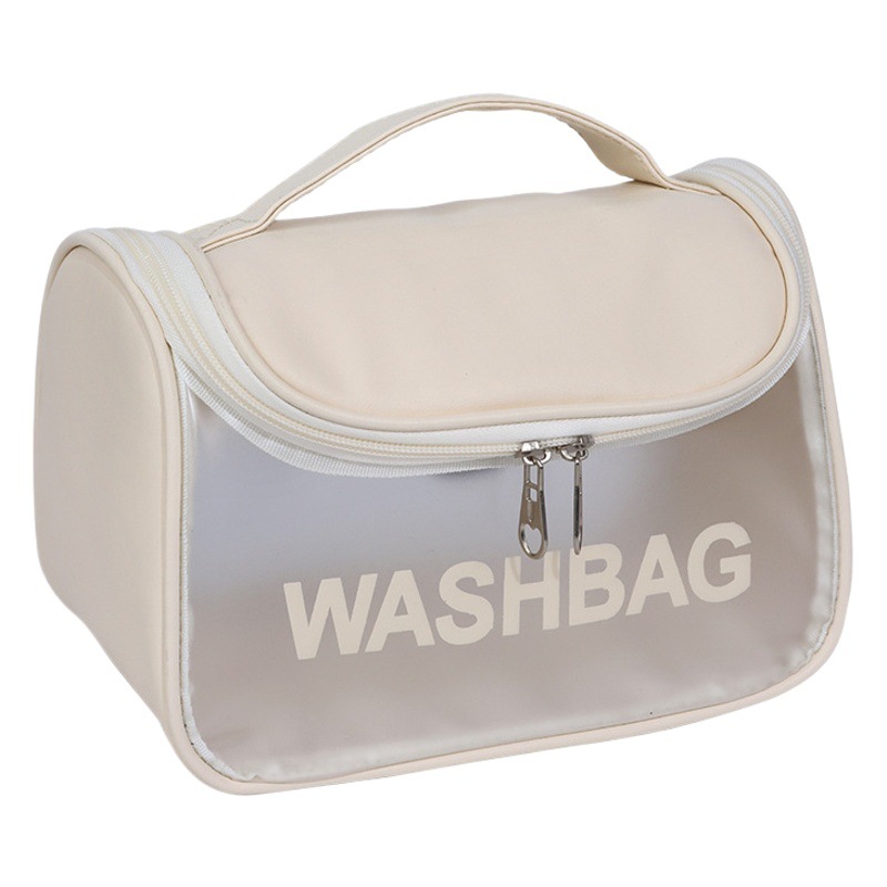 Bolsa de cosméticos transparente con gancho portátil para hombres y mujeres de gran capacidad de alto aspecto impermeable suministros de viaje artículos de tocador bolsa de almacenamiento