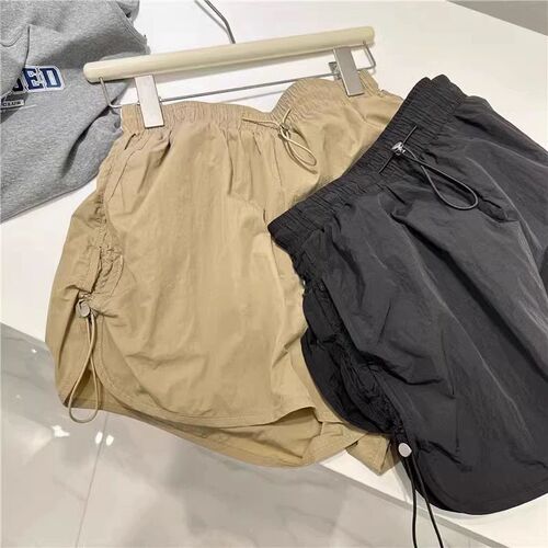 Women's Loose Wide-Leg Drawstring Work Pants Parachute Shorts for Casual Wear, Quick-Drying, Showcases Long Legs, Hot Pants