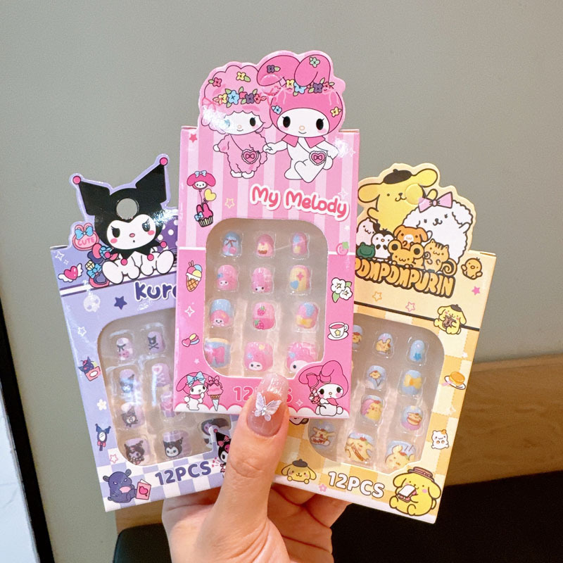 Internet Celebrity Same Style Cartoon Children's Little Girl Nail Stickers Baby Cute Environmental Protection Waterproof Self-adhesive Jelly Glue Nail Stickers