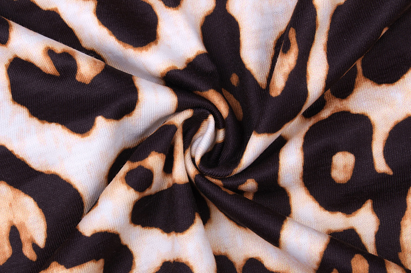 leopard print long-sleeved loose dress NSKX36818