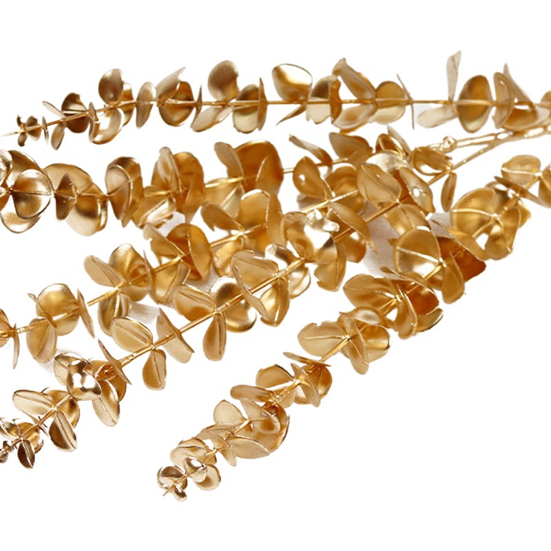 Flor de oro hoja de ginkgo eucalipto fruta roja Año Nuevo bendición cubo falso decoración de la flor decoración de la boda fábrica al por mayor en stock
