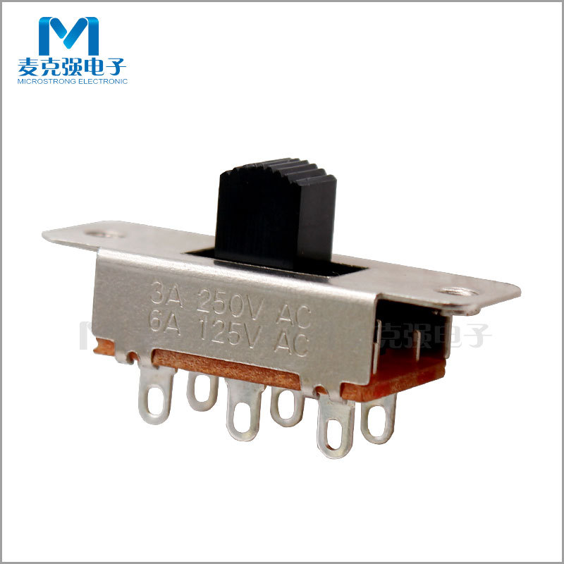 JL/佳龙拨动开关SS22H29G7 2档6脚 2P2T 银白色有耳孔有螺纹