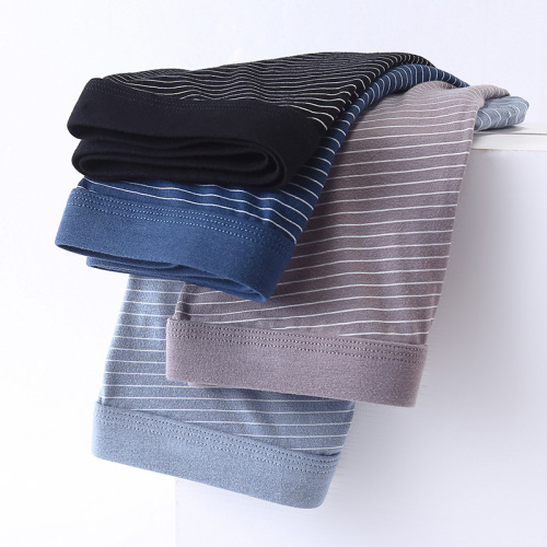 Cotton mid-high waist men's underwear loose plus size breathable men's boxer briefs striped printed cotton boxer briefs