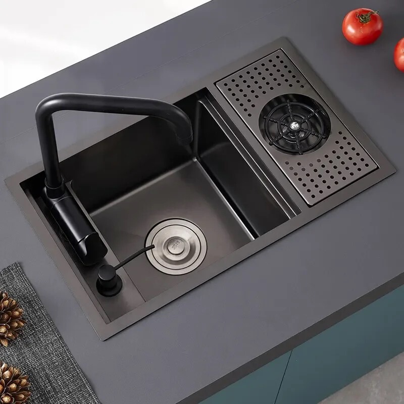 Hidden Cup Washer Sink 304 Stainless Steel Sink Coffee Shop Island Mini Single Slot Invisible Sink Sink
