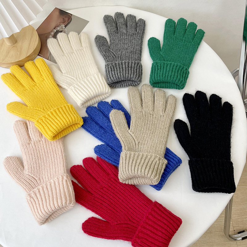 Guantes de punto de lana de color sólido Corea del Sur dongdaemun color caramelo dedo expuesto pantalla táctil estudiante a prueba de frío guantes calientes