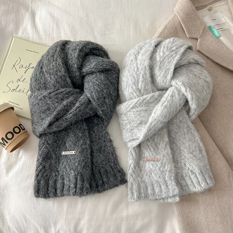 Quality Alpaca Wool Knitted Scarf for Women Winter New Wool Blended Student High-End Wool Scarf Trendy Wholesale