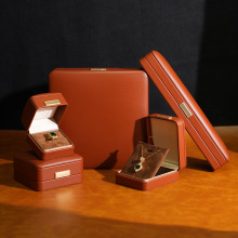 复古皮革金标首饰盒珠宝饰品首饰包装盒戒指盒手镯项链收纳盒现货