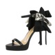 7251-H108M Versatile Waterproof Platform High Heels for Daily Use, Women's Bow One Button Open Toe Sexy Thin Heel Sandals