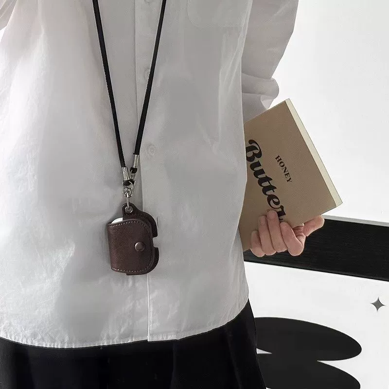 Niche Retro Leather Headphone Cover Diagonal Suitable for Pro2 Protective Cover 3Rd Generation 4Th Generation New Men's and Women's AirPods