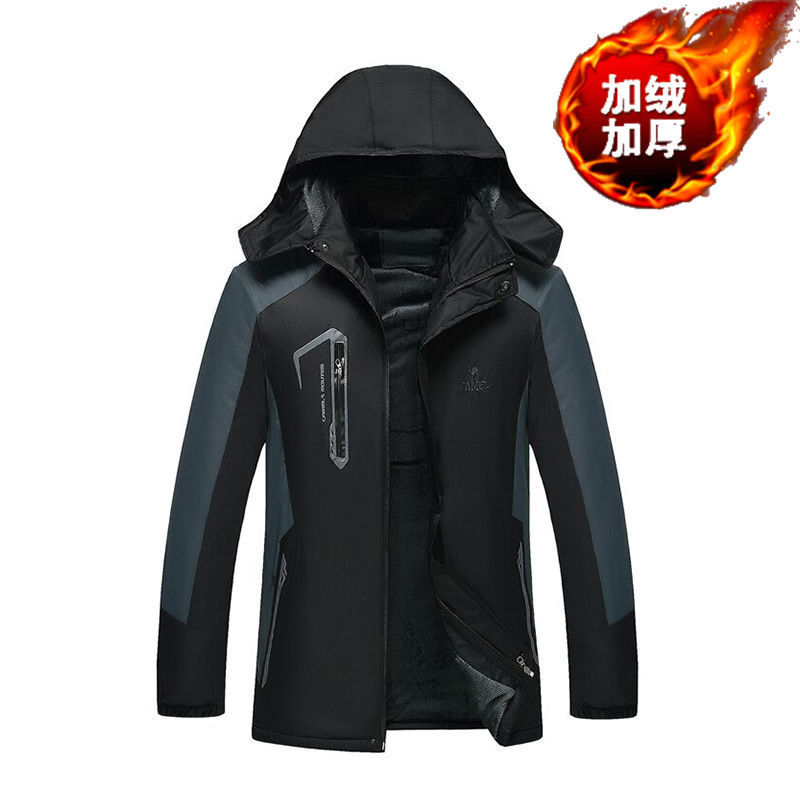 Ropa de asalto al aire libre para hombres con terciopelo grueso invierno abrigo de algodón impermeable a prueba de viento ventilable chaqueta de algodón de montaña de gran tamaño