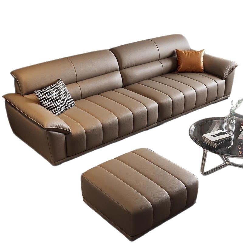 Sofá de cuero italiano de tamaño de casa simple sala de estar moderna simple teclas de piano recto nuevo sofá