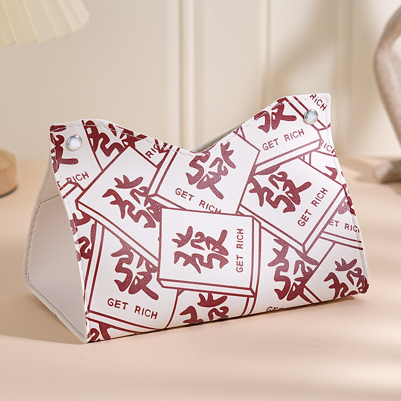 Ins National Tide Red Mahjong Room Caja de pañuelos especial Sala de estar para el hogar Caja de dibujo Caja de almacenamiento de dibujo de papel premium Restaurante