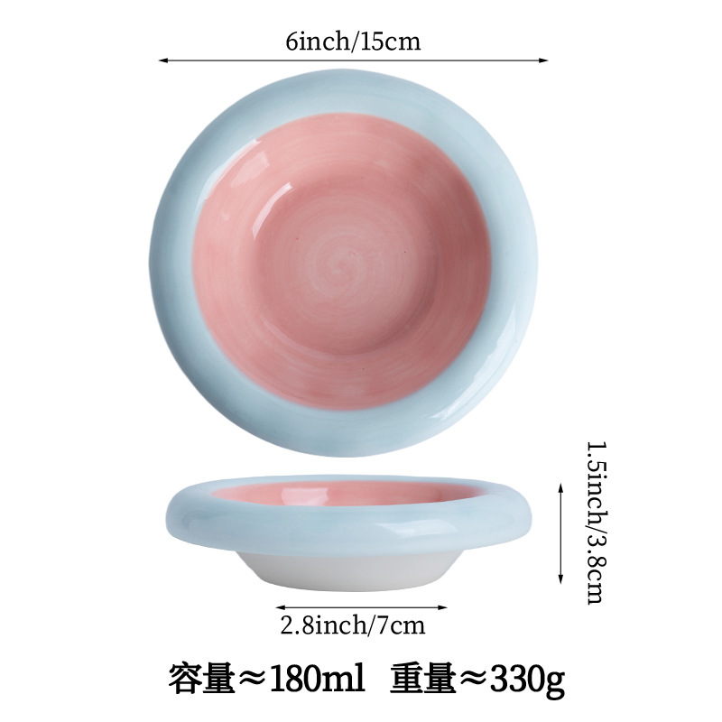 두두 고양이 그릇 블루와 핑크