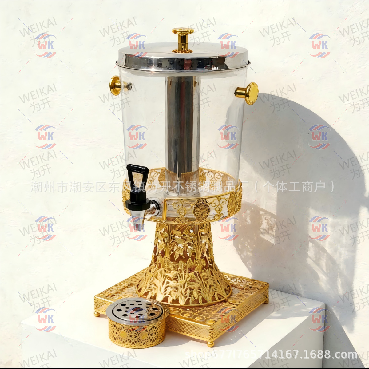 Dispensador de jugo redondo de 8L para suministro transfronterizo, contenedor de bebidas para buffet de hotel comercial, dispensador de café caliente, leche y té de hierro forjado. image 11