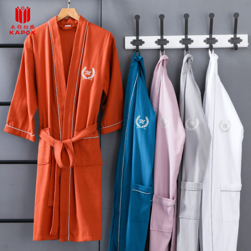 Wholesale 100% Cotton Bath Robe Spring and Summer Thin Full Cotton Unisex Bathrobe Honeycomb Beauty Salon Robe Dropshipping One Piece