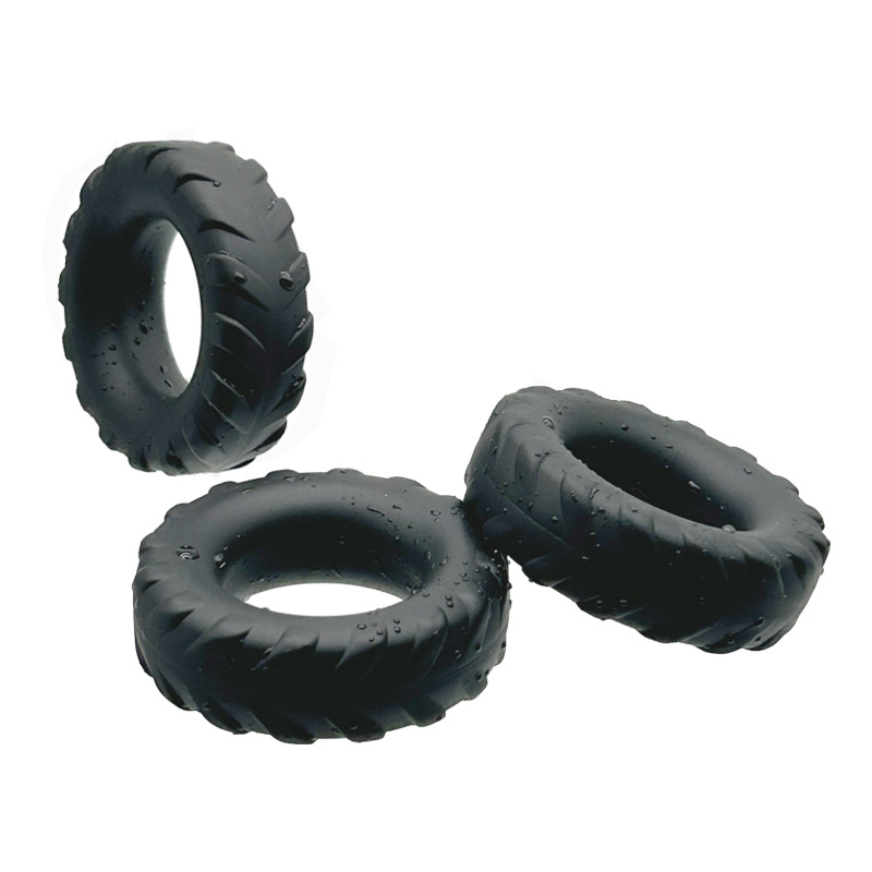 Men’s Liquid Silicone Bead Lock Delay Ring, Manual Control, Black — detail image 2