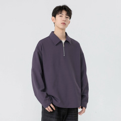 長袖poloシャツメンズ秋冬新作ファッションブランドの純色がゆったりしています。