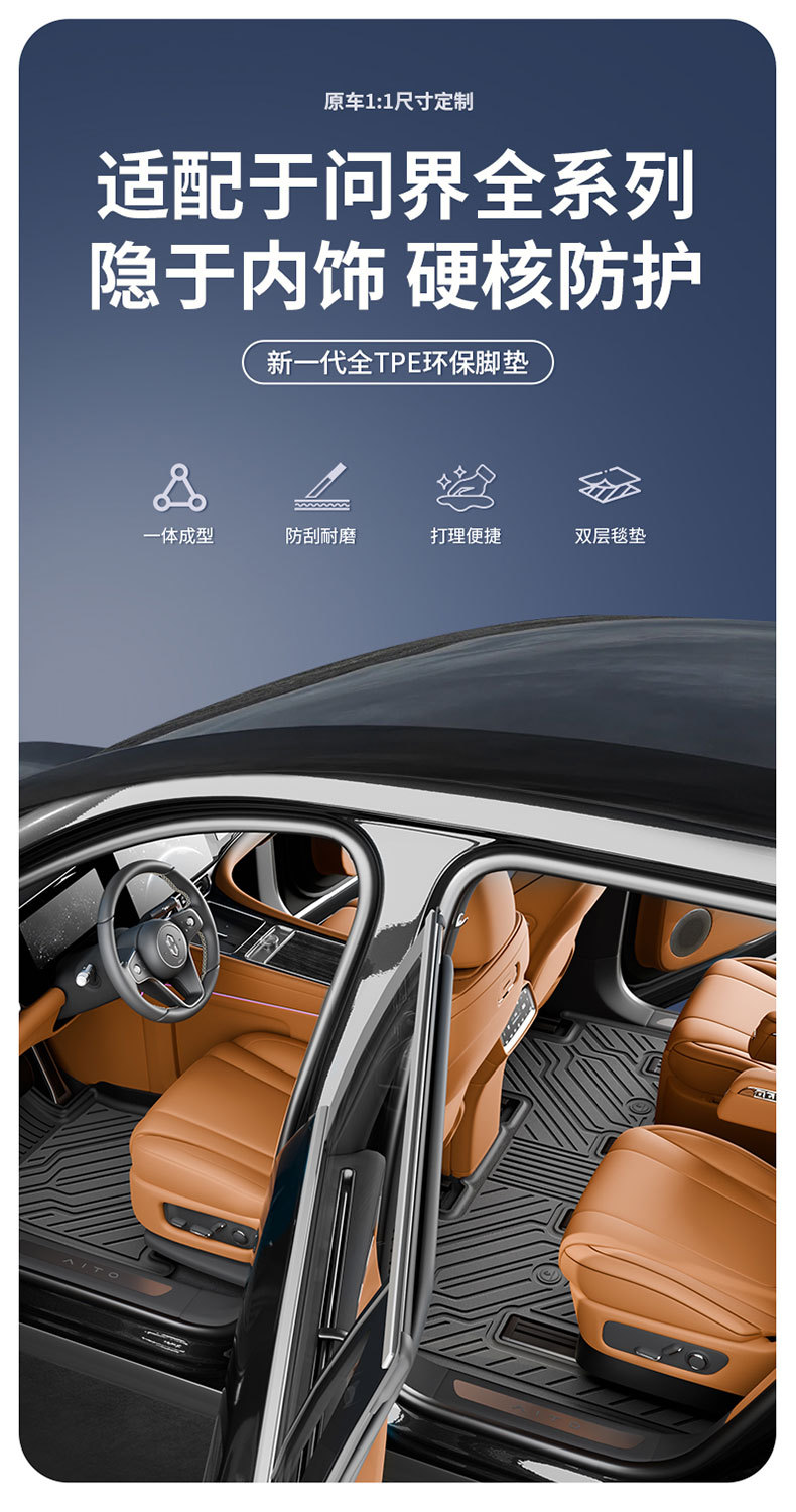 Suitable for Aito M5 M6 M7 M8 M9 Special Vehicles, All-Weather Tpe Car Floor Mats and Vehicle Accessories